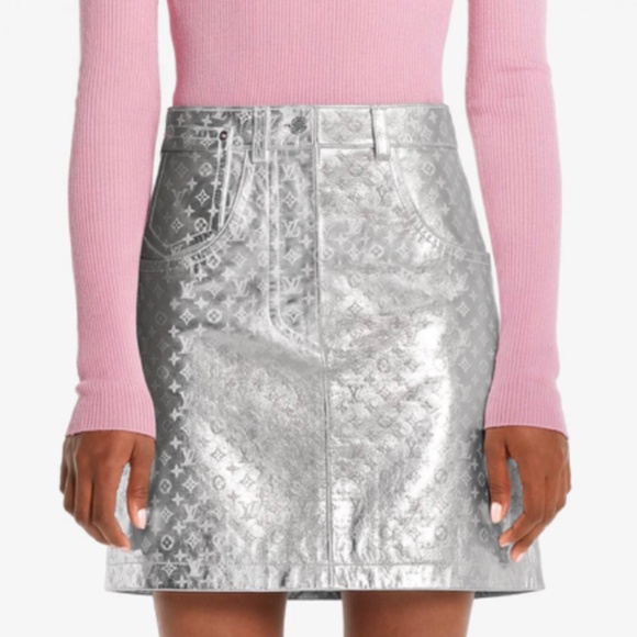 Louis Vuitton Embossed Monogram Leather Mini Skirt - Picture 1 of 9